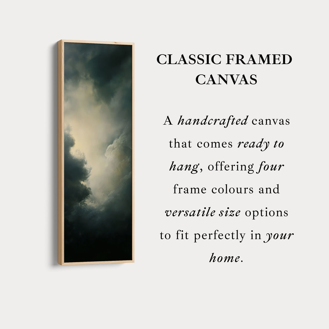 Large Canvas Dramatic Cloud Framed Wall Art Long Vertical Wall Decor