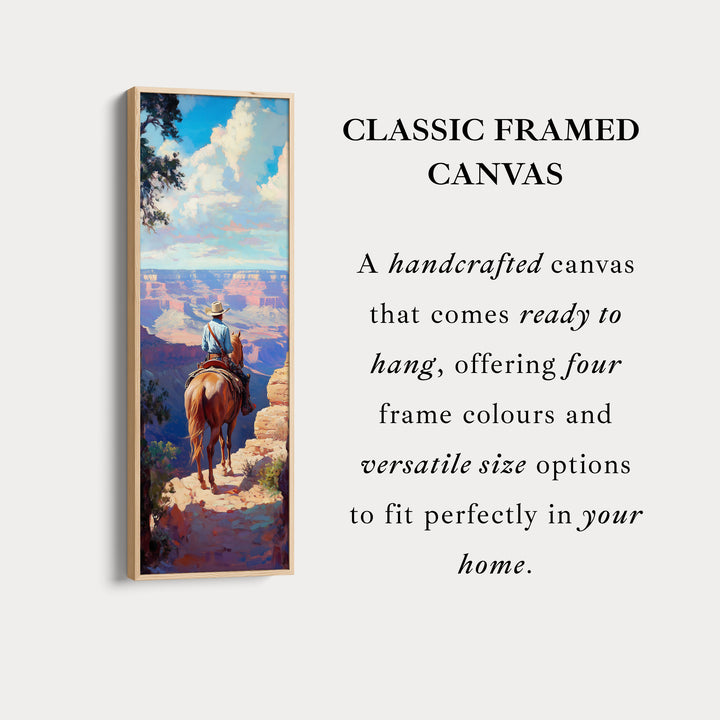 Western Cowboy Large Canvas Framed Wall Art Long Vertical Wall Decor