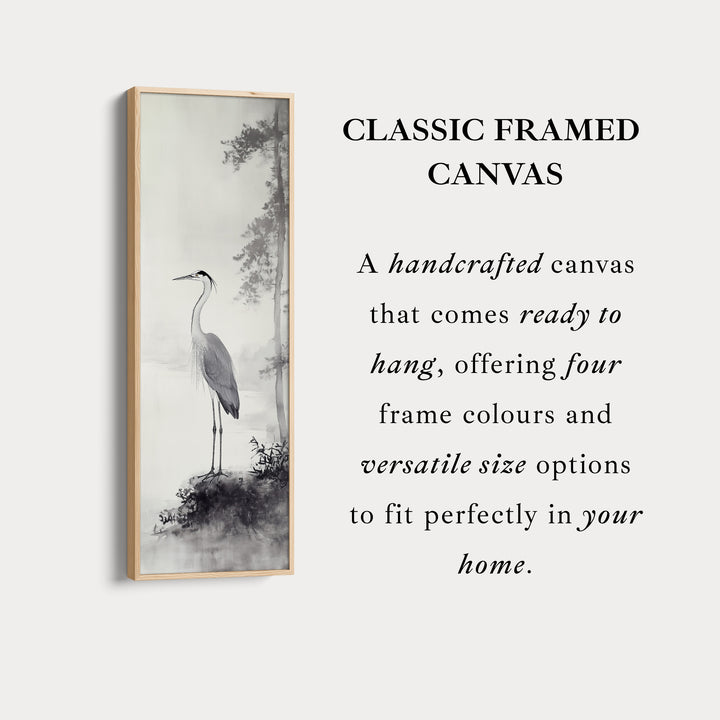 Vintage Heron Narrow Tall Wall Art Large Framed Picture