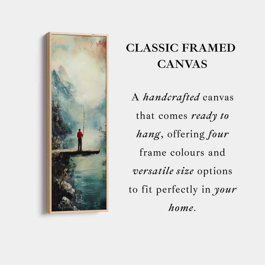 Long Narrow Vertical Large Canvas Wall Decor Fishing