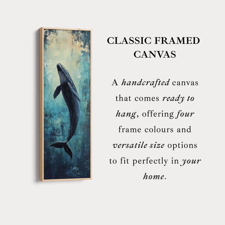 Long Narrow Vertical Whale Large Canvas Wall Decor