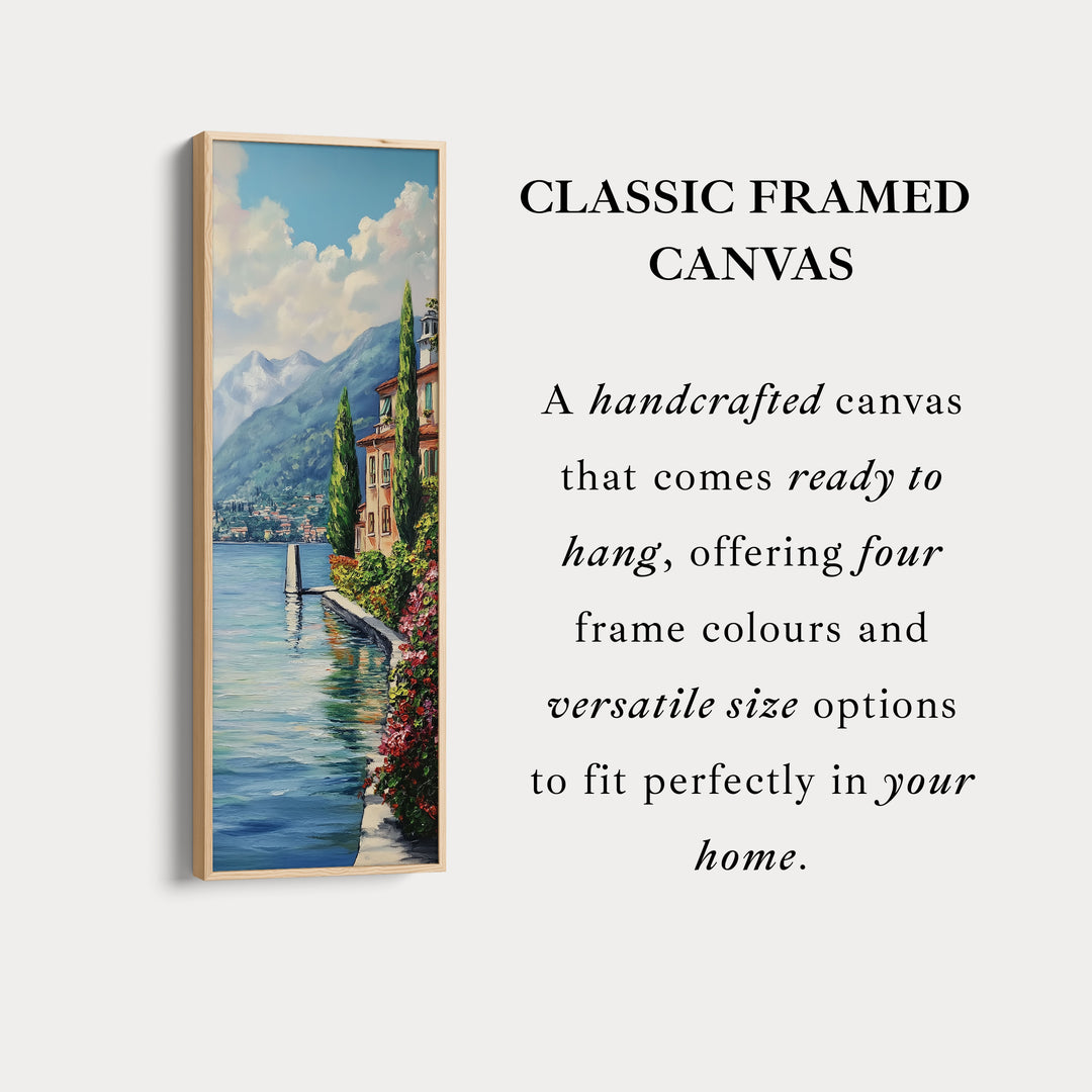 Lake Como Vertical Tall Wall Art Large Framed Canvas