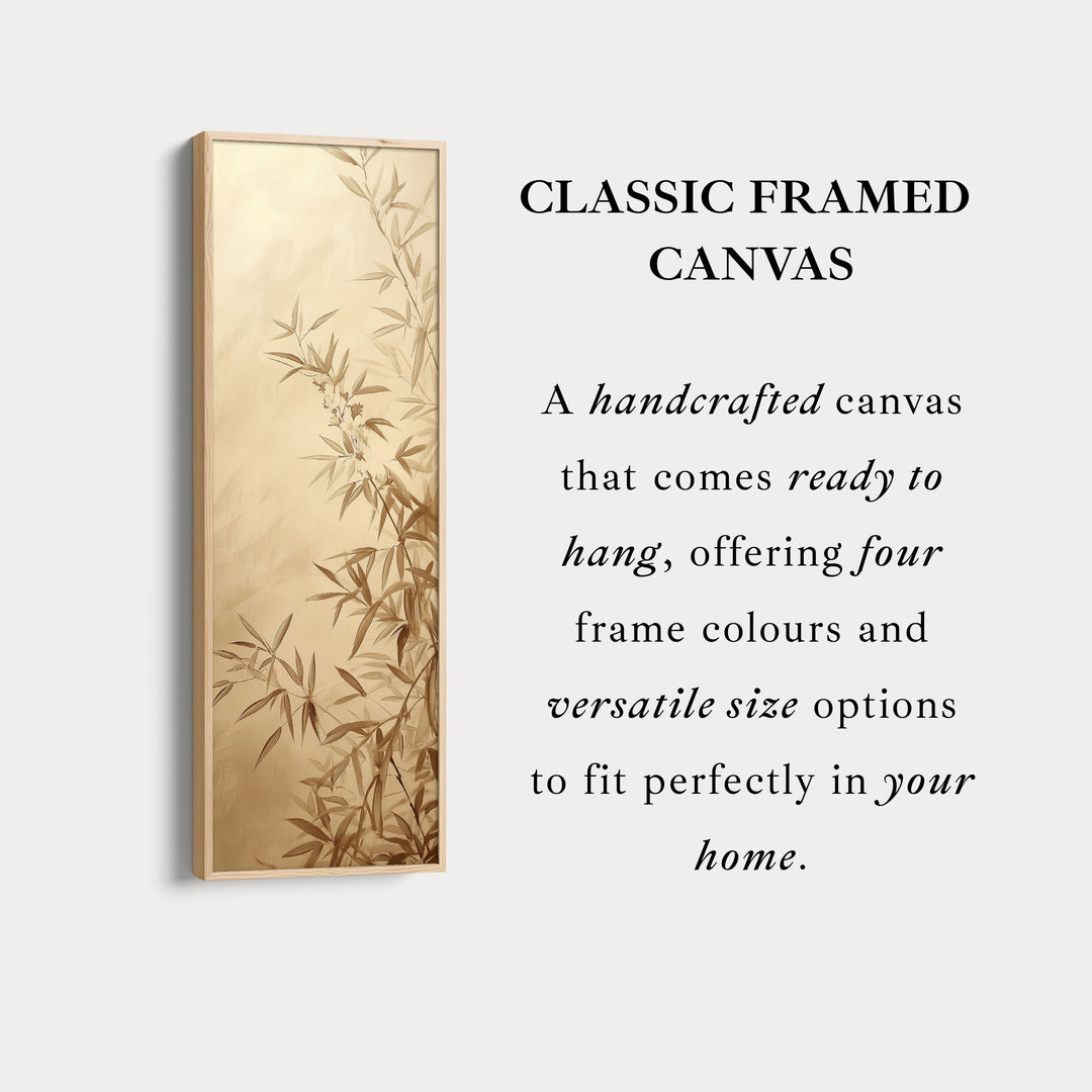 Bamboo Leaves Long Narrow Vertical Wall Art Large Canvas Decor