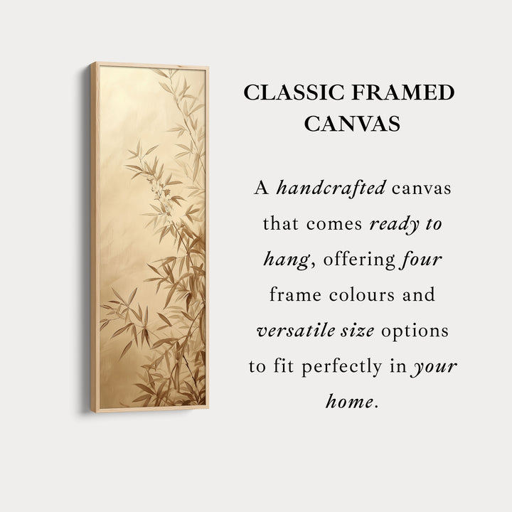 Bamboo Leaves Long Narrow Vertical Wall Art Large Canvas Decor