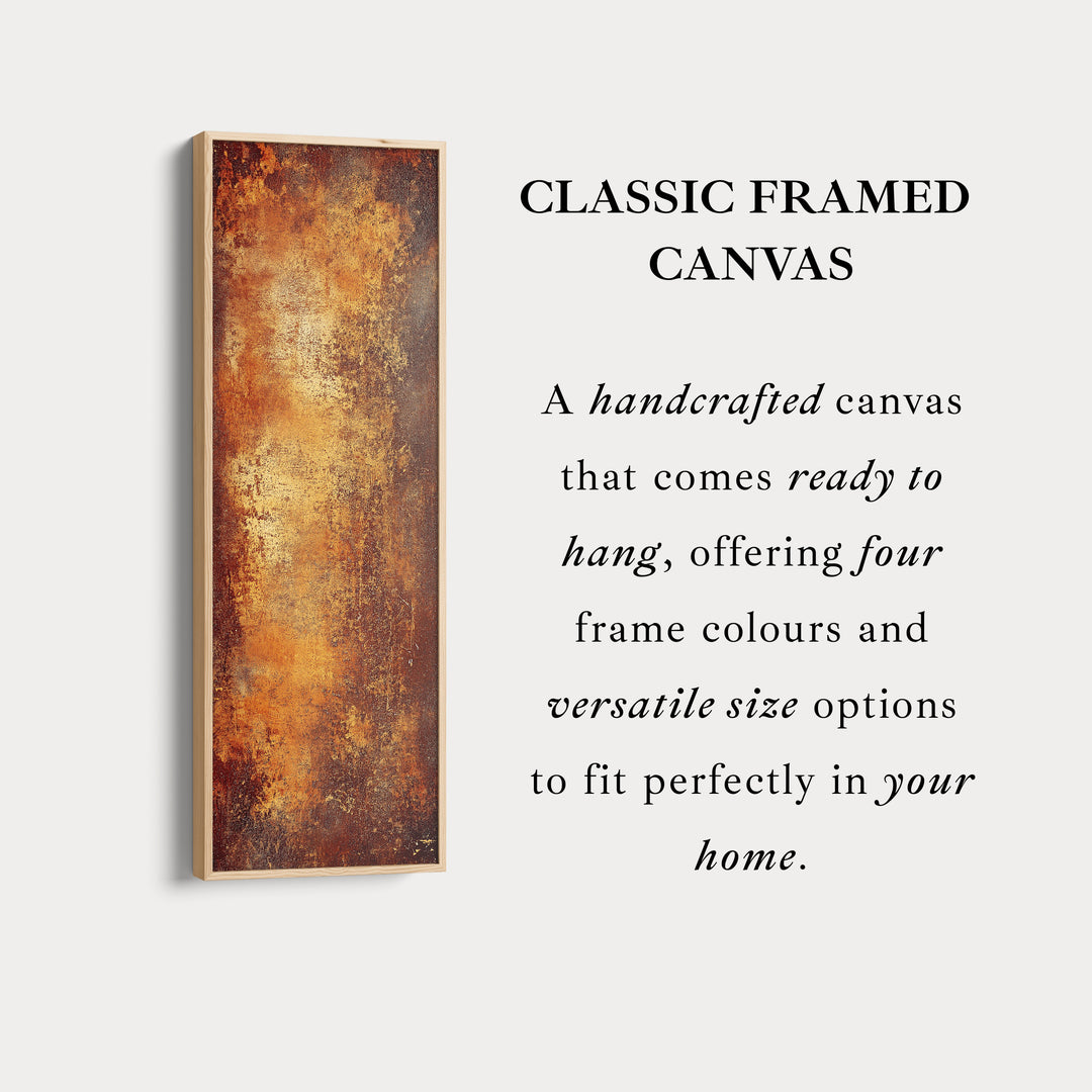 Rustic Brown & Orange Abstract Large Canvas Long Narrow Vertical Wall Art Decor