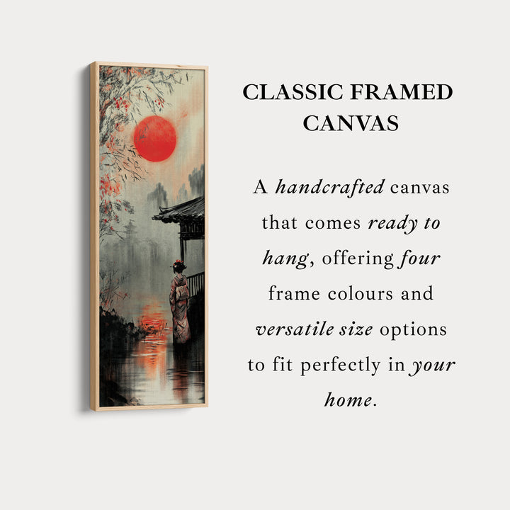 Japanese Geisha Long Narrow Framed Canvas Wall Art For Living Room