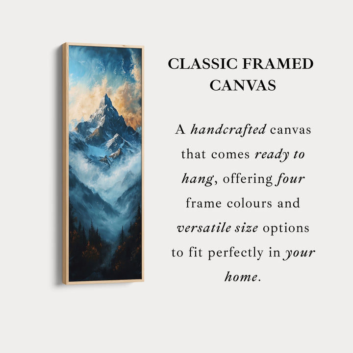 Paysage de montagne toile encadrée longue et étroite pour salon