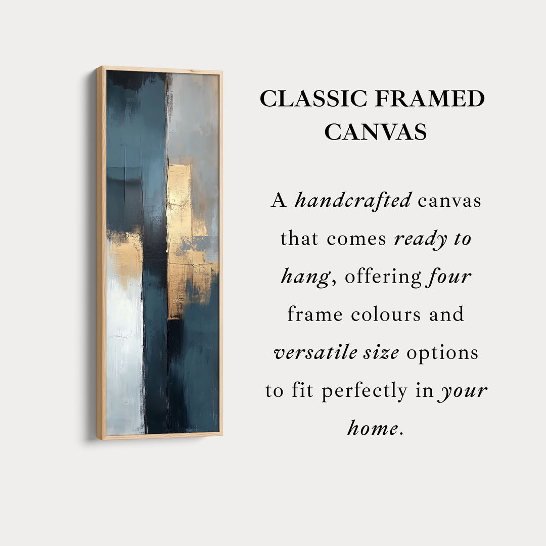 Tall Vertical Framed Canvas Abstract Gold