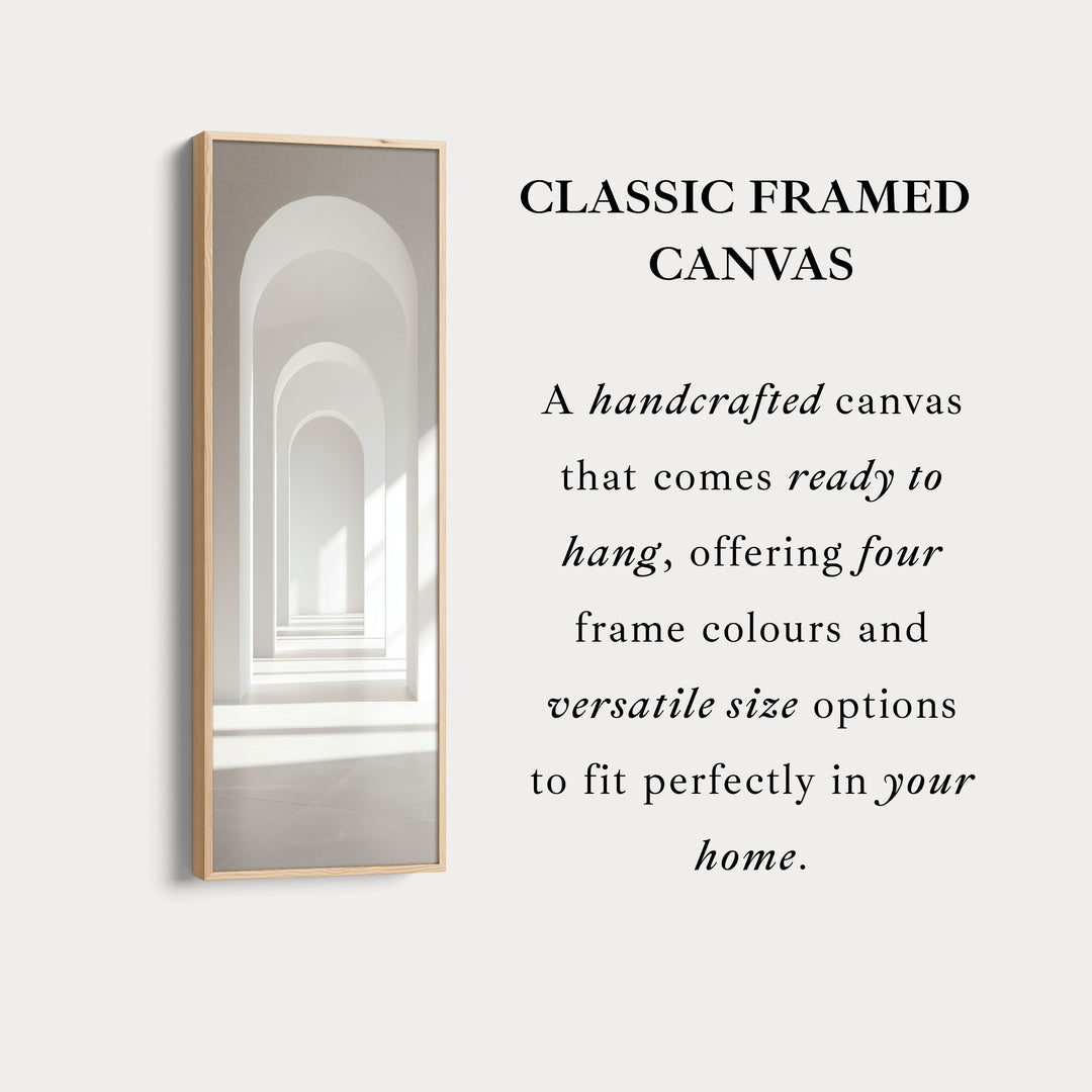 Minimalist White Arch Tall Vertical Framed Canvas Decor