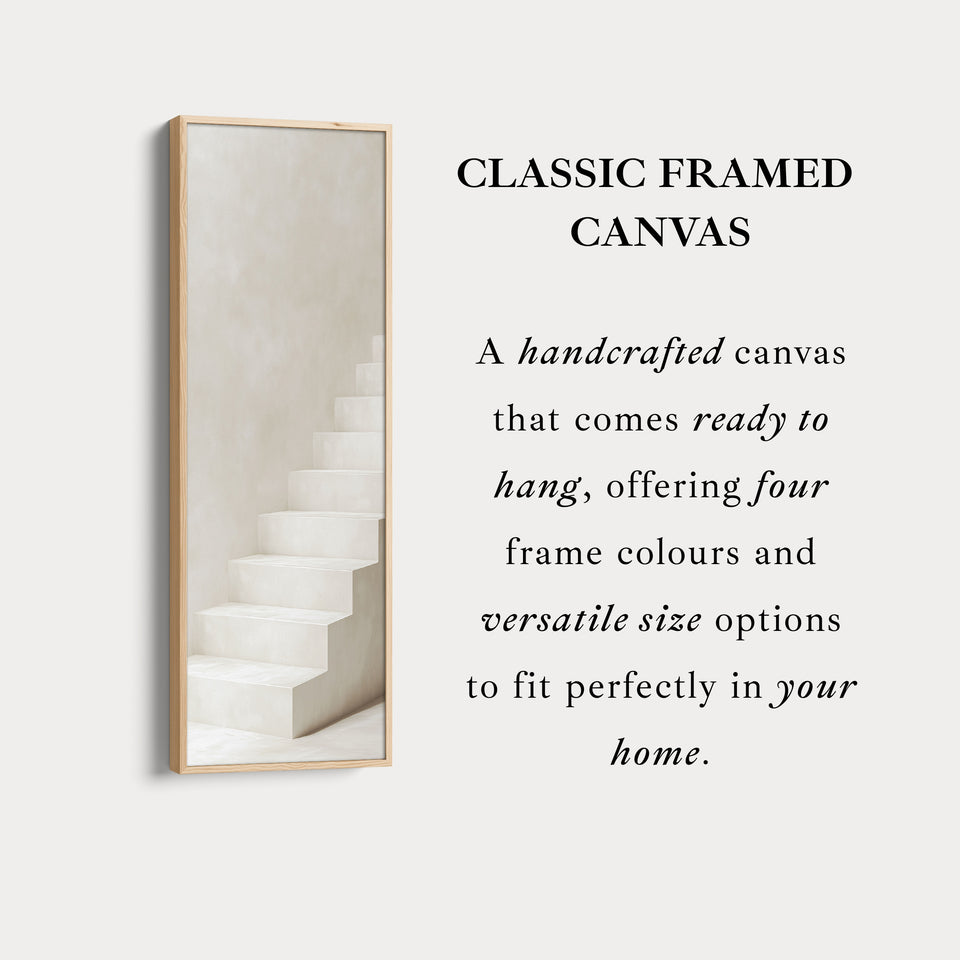 Minimalist Steps Long Tall Vertical Framed Canvas Wall Art