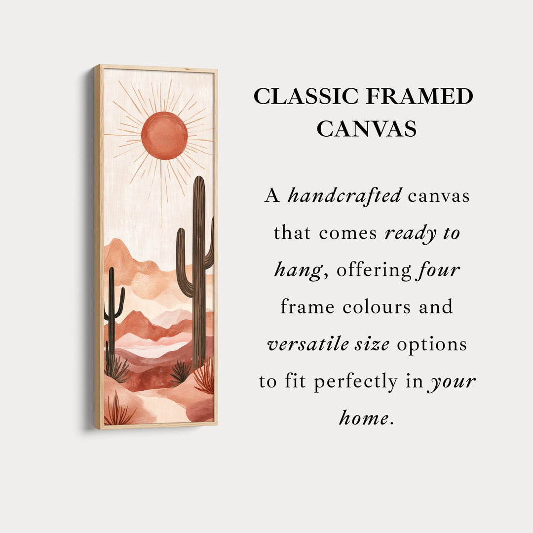 Long Tall Vertical Framed Canvas Wall Art Cacti Desert Landscape