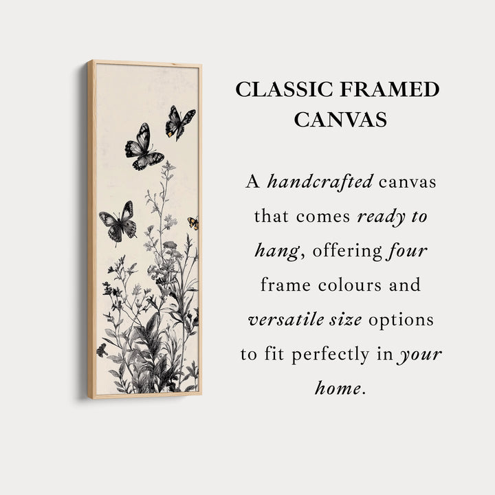 Botanical Wildflower Butterflies Vertical Long Wall Decor