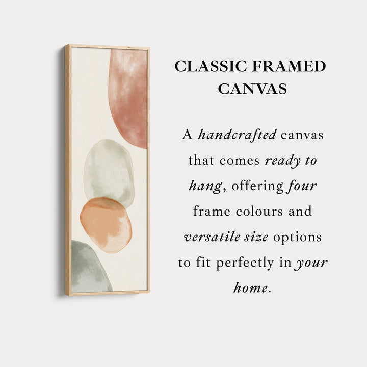 Vertical Beige Abstract Long Framed Canvas Decor