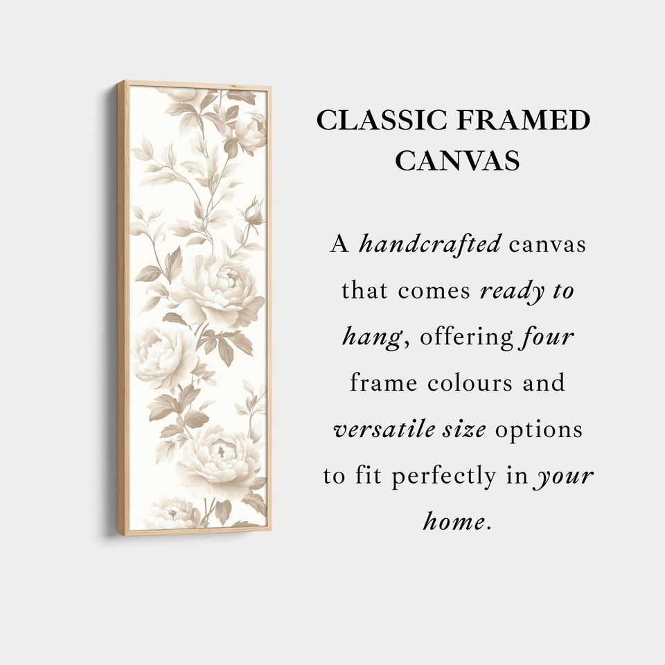 Vertikale beige Pfingstrosen Blumenlang gerahmte Leinwanddekoration