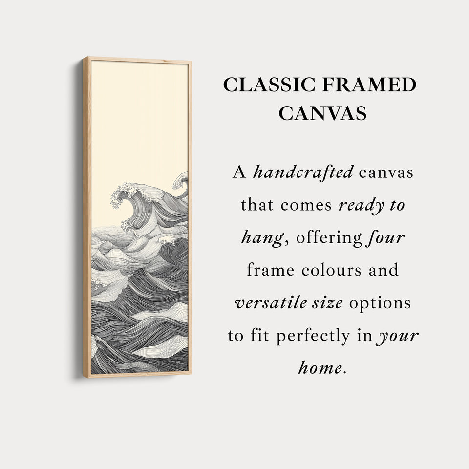 Vertikale abstrakte Ozeanwelle lang gerahmte Leinwanddekoration