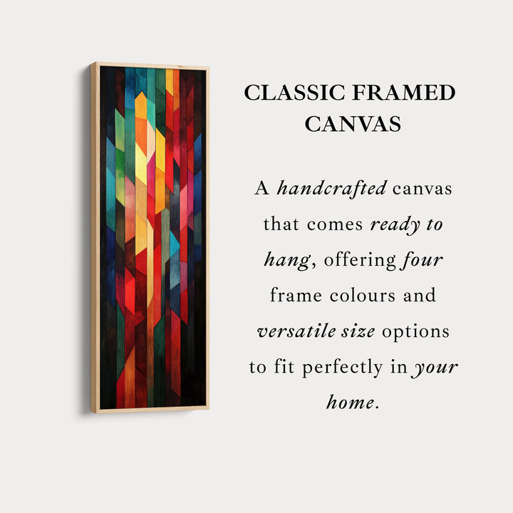 Geometric Colourful Abstract Tall Skinny Wall Decor Framed Canvas