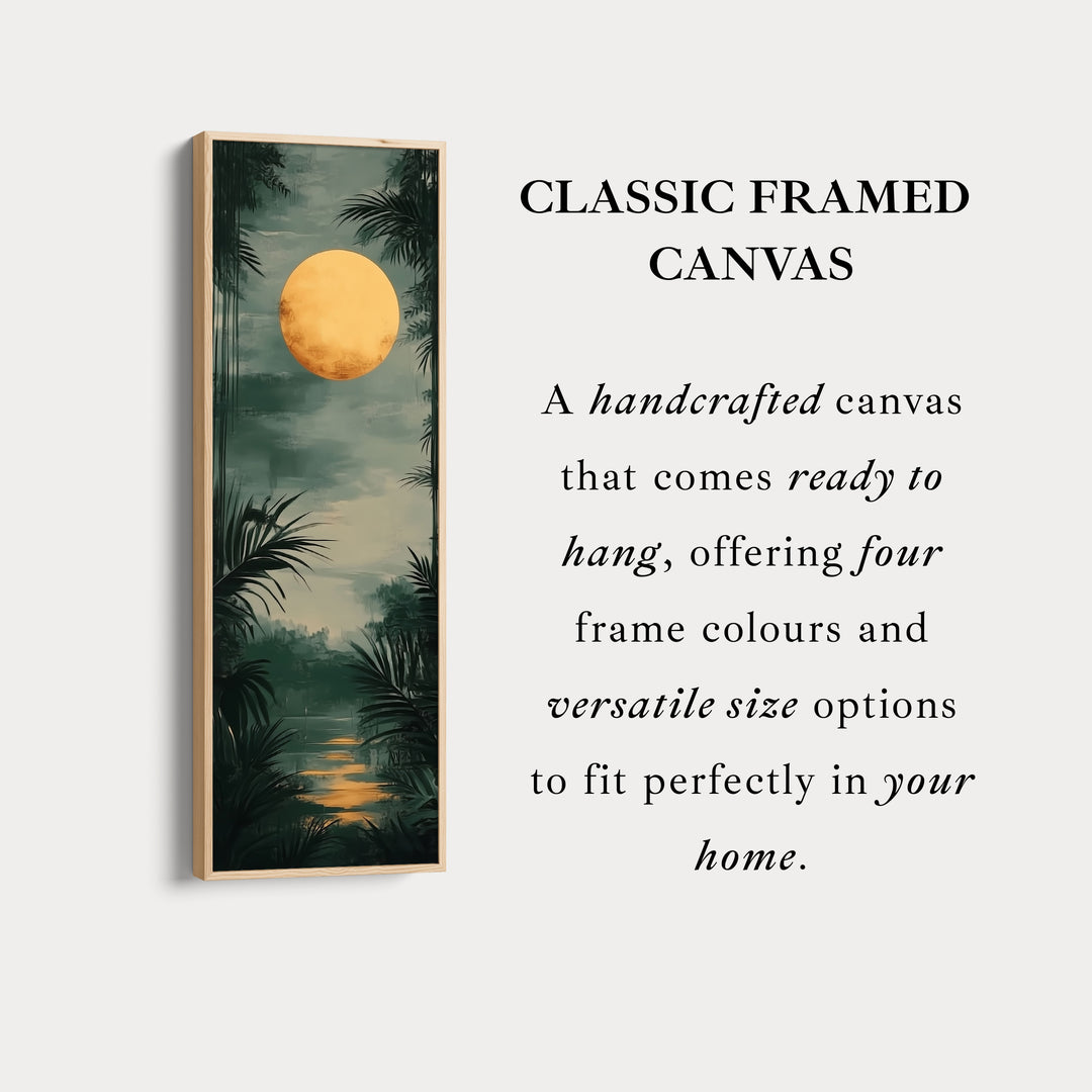 Golden Moon Long Living Room Framed Canvas Wall Decor