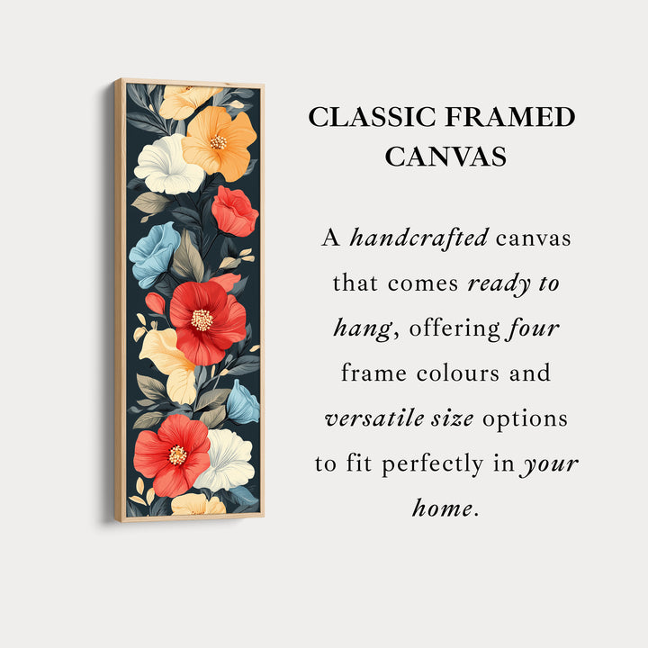 Décoration murale verticale florale rouge et jaune.