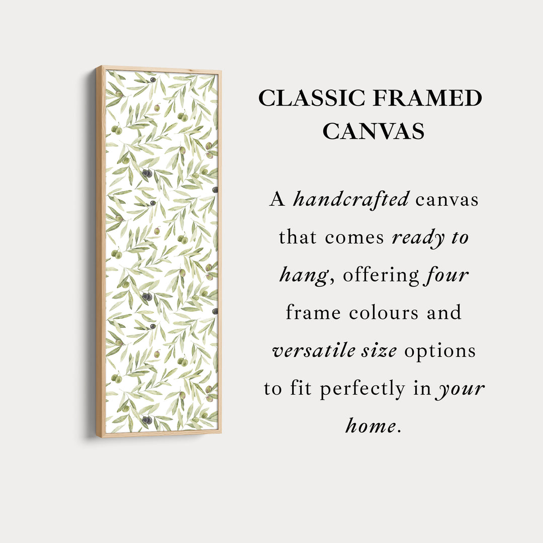 Minimalist Olive Leaves Long Vertical Framed Wall Decor