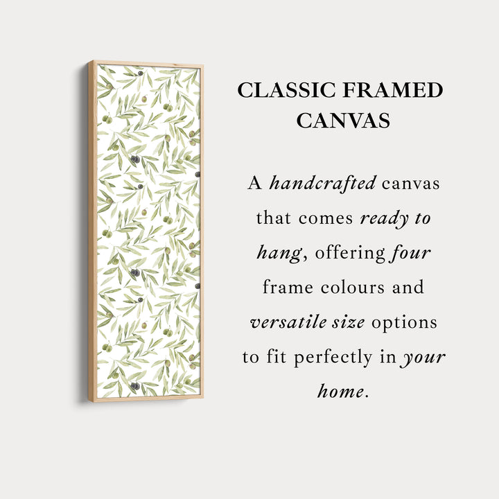 Minimalist Olive Leaves Long Vertical Framed Wall Decor