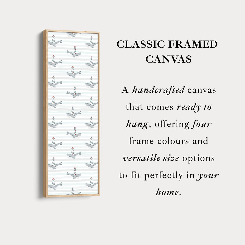 Verticale kinderkamer muurdecoratie walvissen & vuurtorens