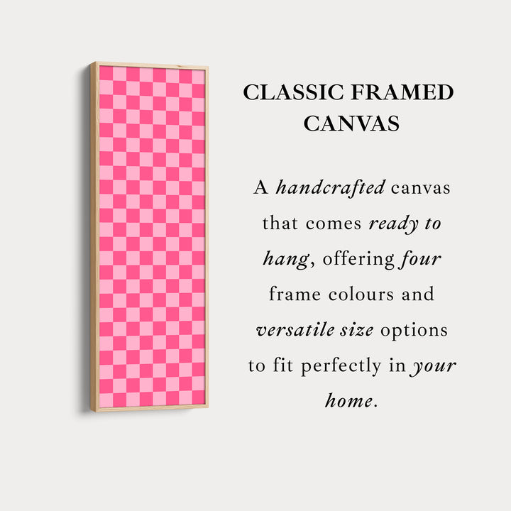 Pink Checkered Gingham Vertical Slim Wall Art