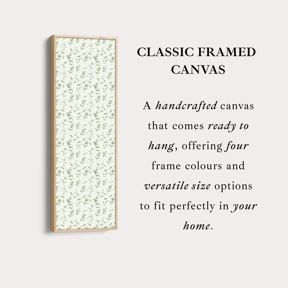 Vertical Wall Decor Green Floral Framed Canvas