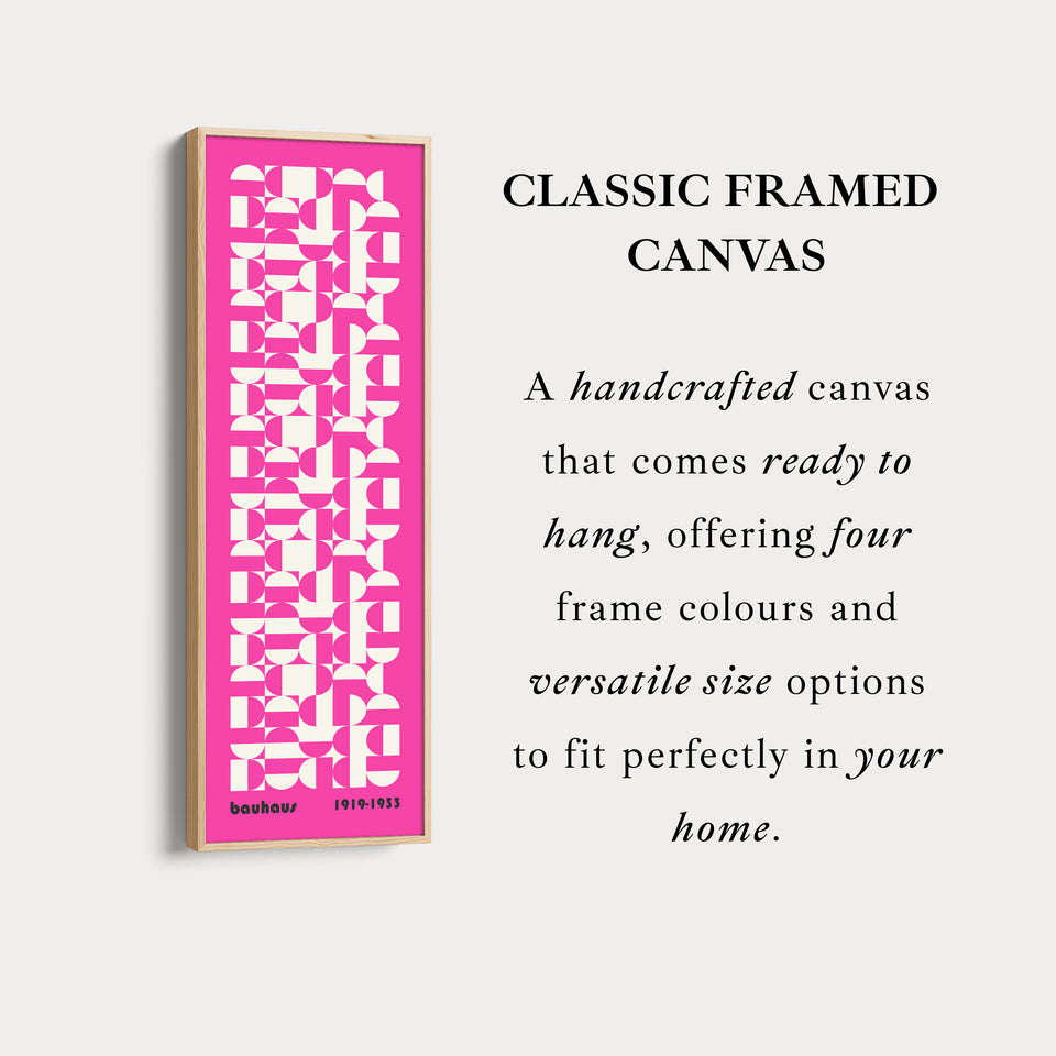 Vertical Long Wall Art Pink & White Bauhaus Geometric