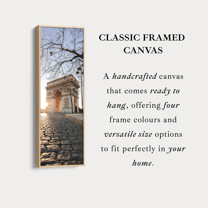 Paris Arc De Triomphe Vertical Long Framed Canvas