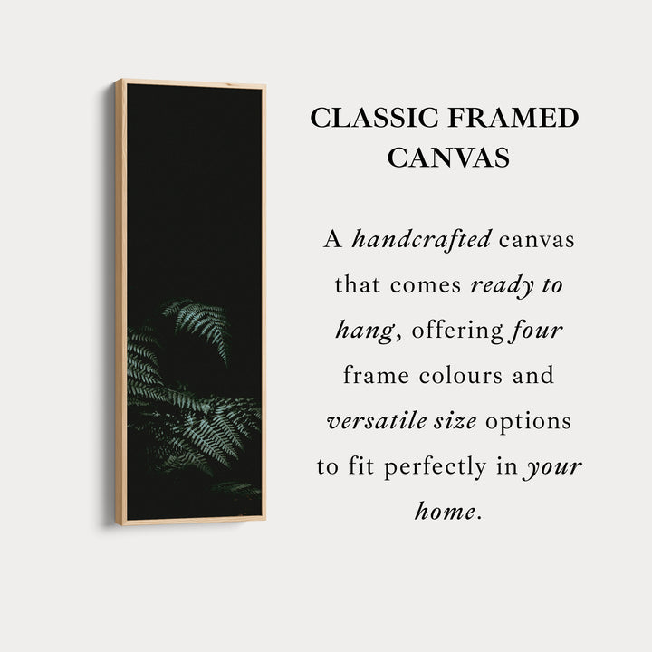 Large Framed Canvas Vertical Wall Art Dark Fern
