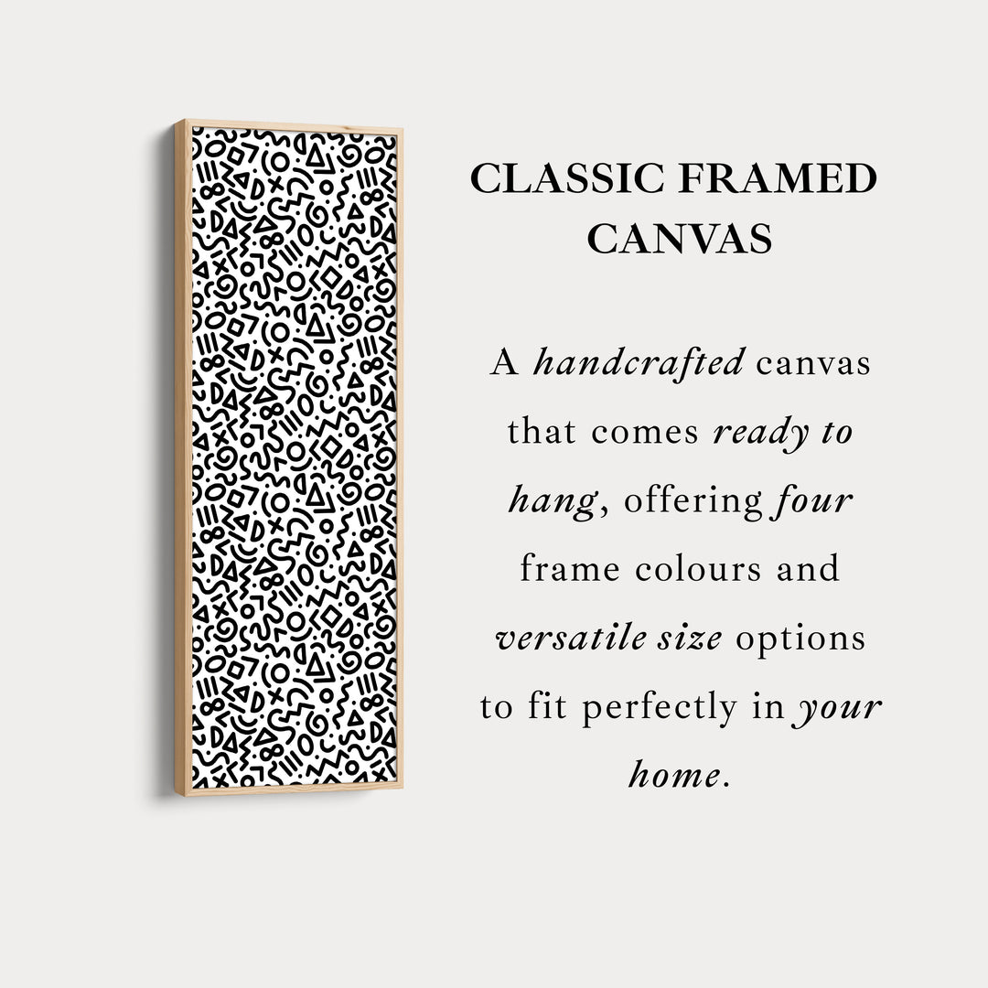 Art mural sur toile encadrée verticale géométrique rétro Memphis pour chambre ou salon