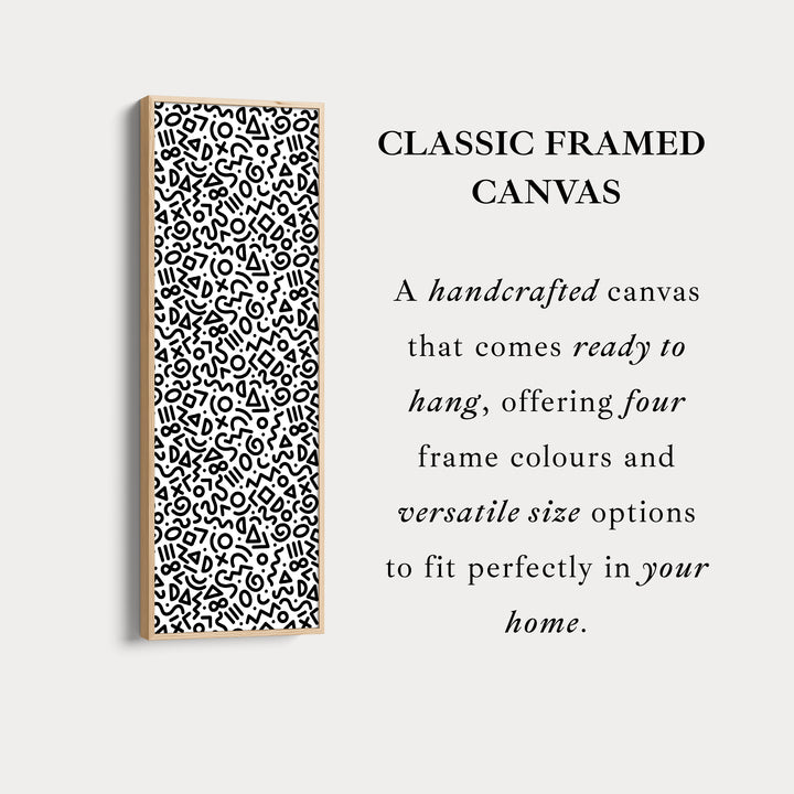 Art mural sur toile encadrée verticale géométrique rétro Memphis pour chambre ou salon