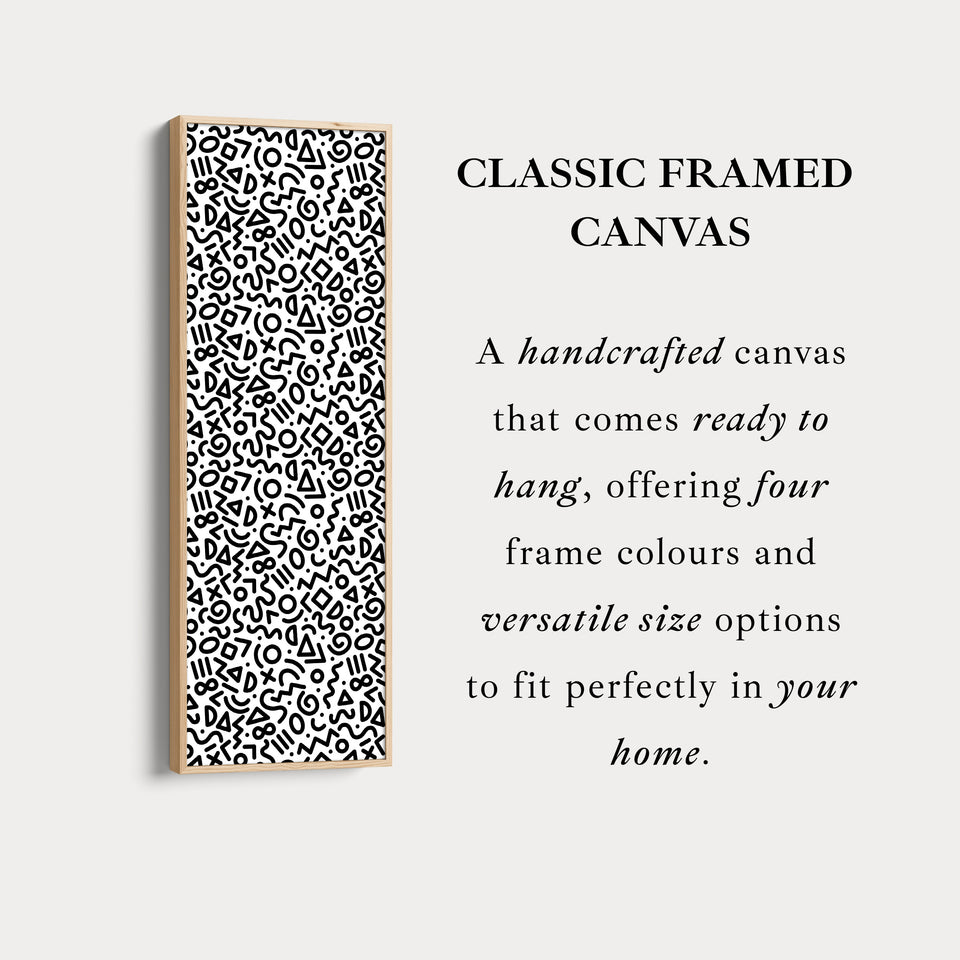 Memphis Retro Geometric Vertical Framed Canvas Wall Art for Bedroom or Living Room