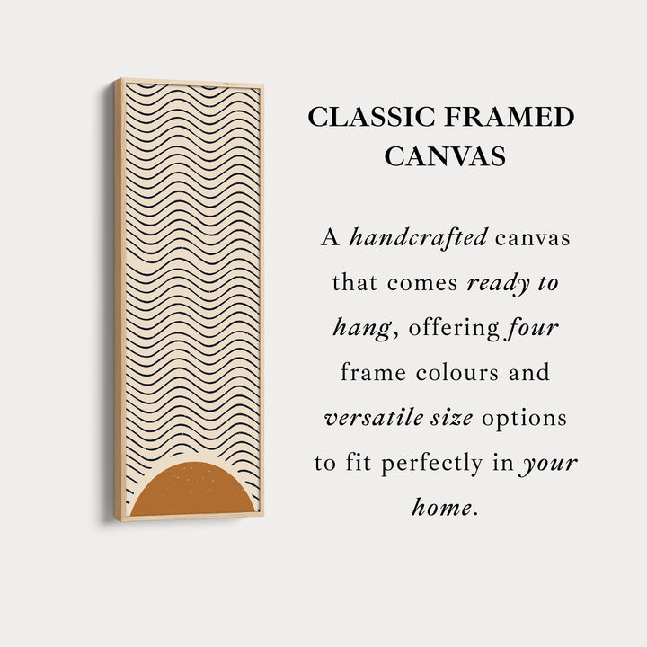 Art mural sur toile encadrée longue Minimaliste Vagues du lever de soleil pour couloir ou espace de méditation