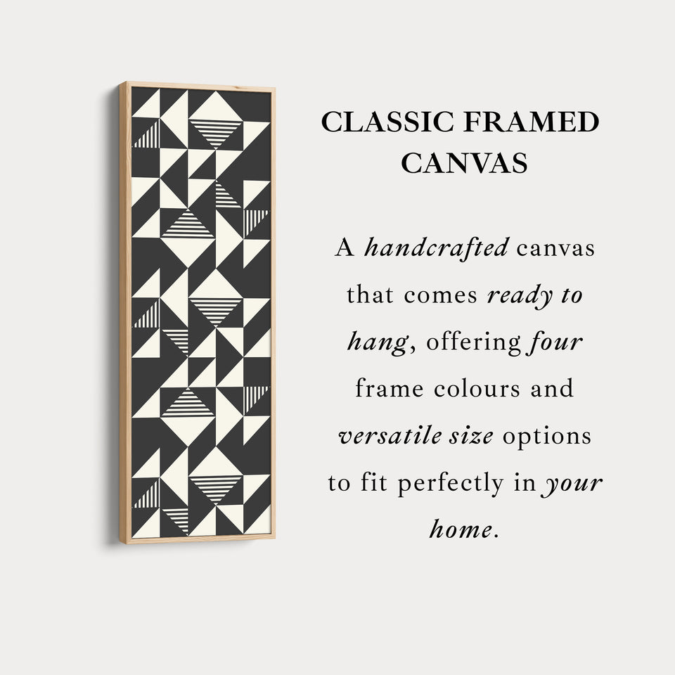 Abstract Triangles Tall Vertical Canvas Wall Art for Bedroom or Office Space