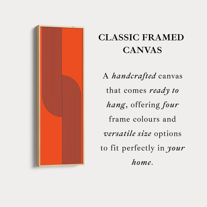 Retro Red and Blue Lines Long Vertical Canvas Wall Art for Living Room or Studio