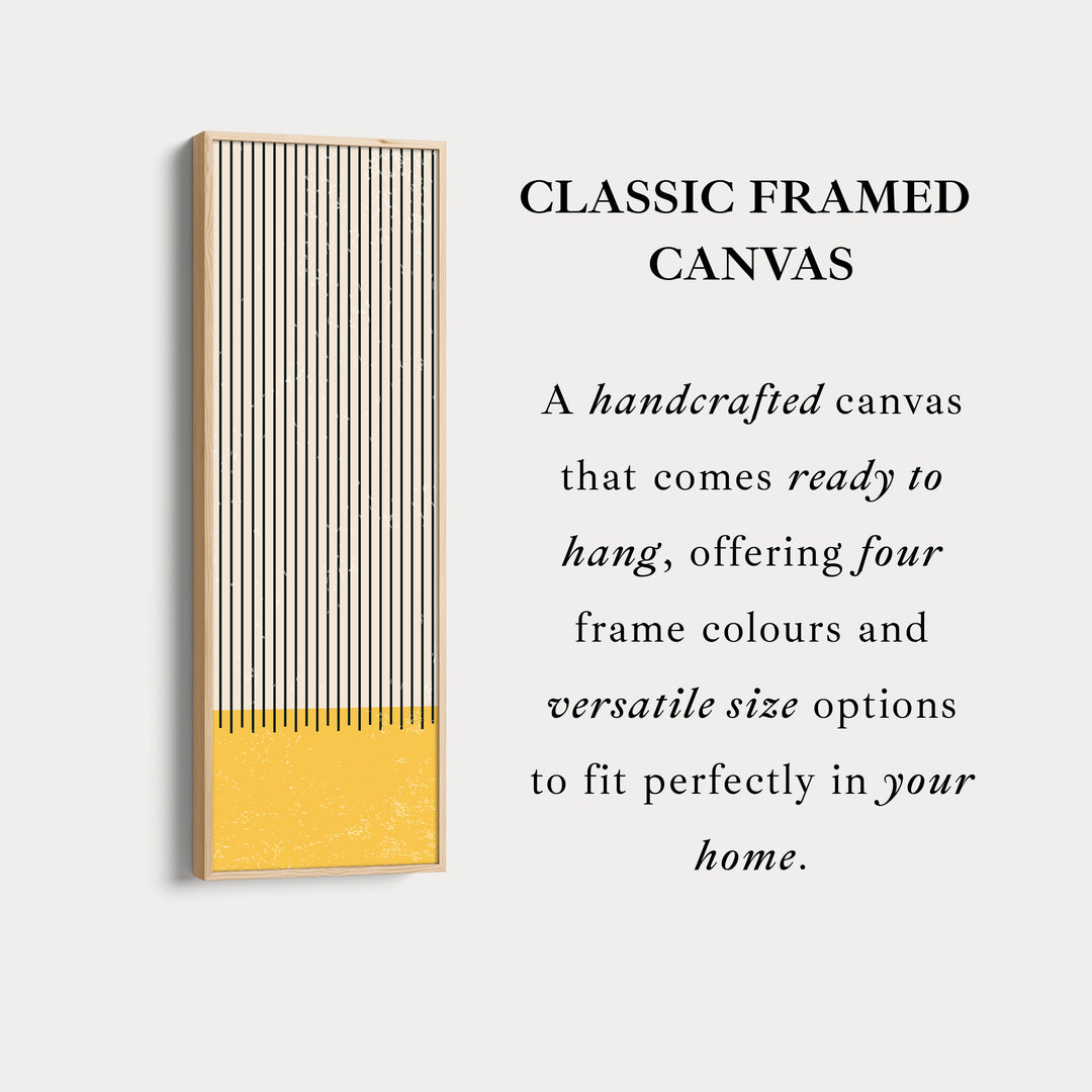 Golden Sun and Stripes Vertical Framed Canvas Wall Art for Living Room or Hallway