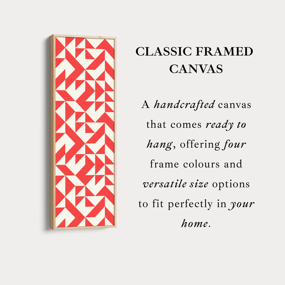 Bold Red Triangles Vertical Framed Canvas Wall Art for Living Room or Studio