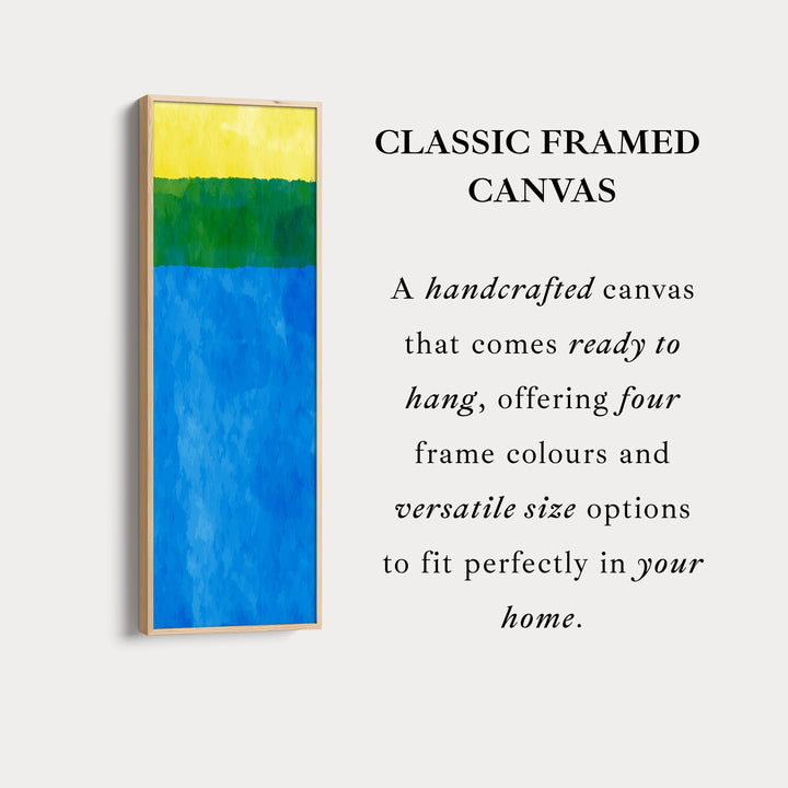 Abstract Horizon Blue and Yellow Vertical Framed Canvas Wall Art for Bedroom or Living Room