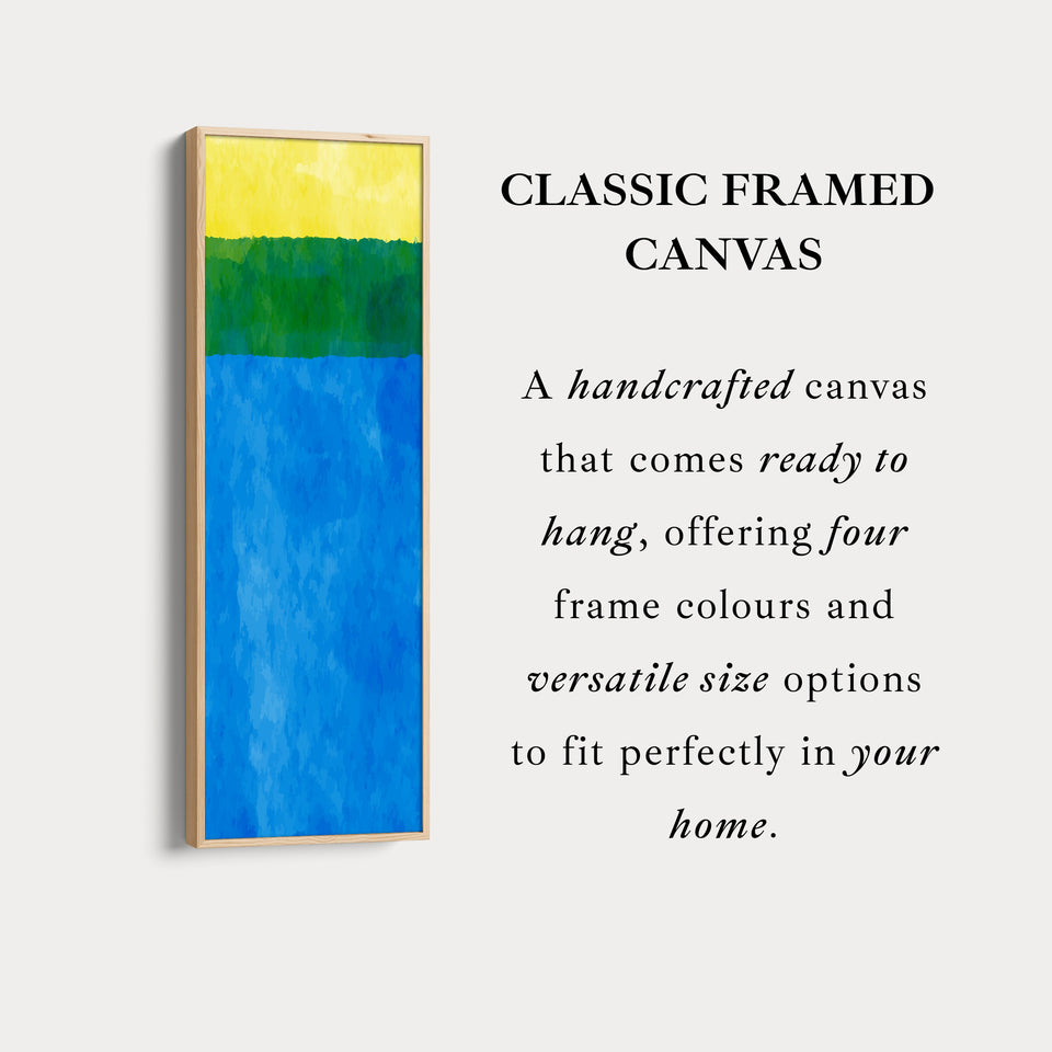 Abstract Horizon Blue and Yellow Vertical Framed Canvas Wall Art for Bedroom or Living Room