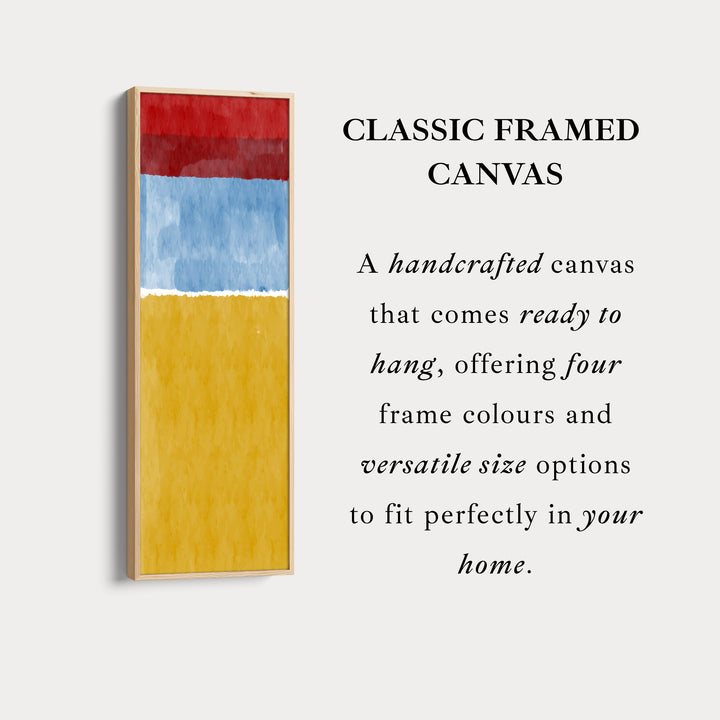 Modern Color Block Red and Yellow Vertical Framed Canvas Wall Art for Office or Hallway