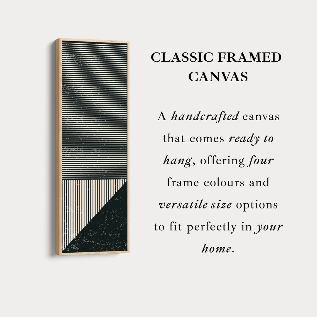 Minimalist Striped Geometry Vertical Framed Canvas Wall Art for Office or Hallway