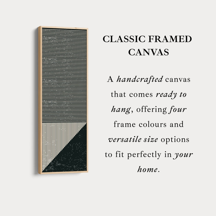Minimalist Striped Geometry Vertical Framed Canvas Wall Art for Office or Hallway