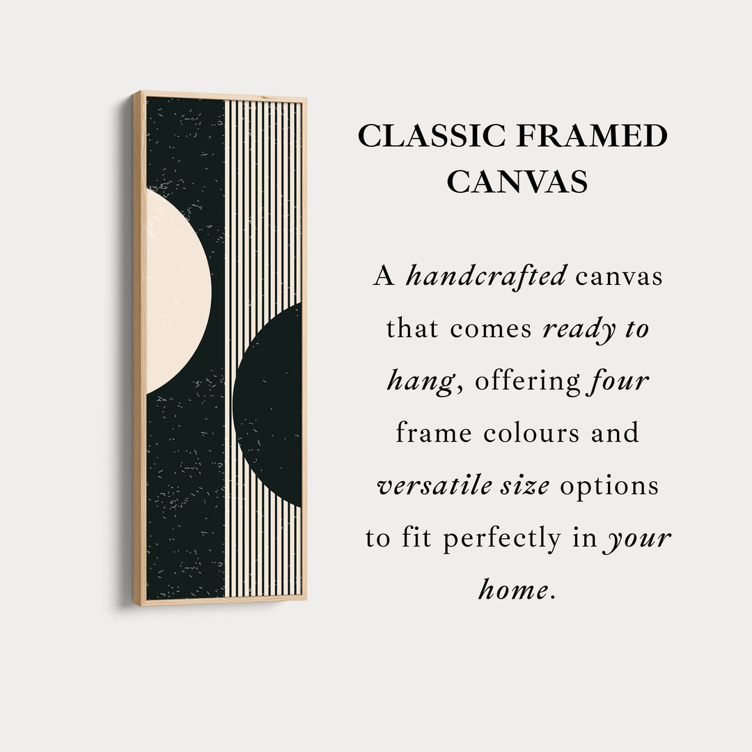 Split Circle Minimalist Vertical Framed Canvas Wall Art for Hallway or Office