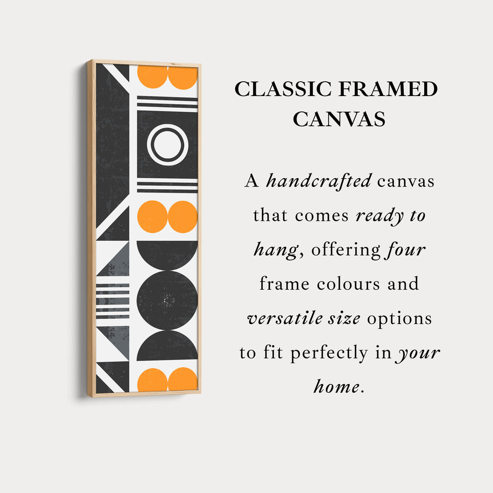 Retro Geometric Circles Vertical Framed Canvas Wall Art for Living Room or Hallway