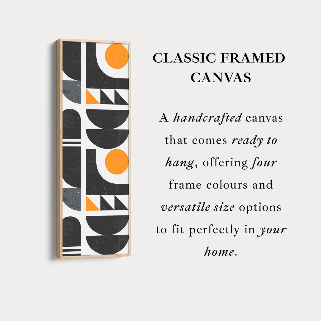 Modern Geometric Sun Vertical Framed Canvas Wall Art for Office or Studio