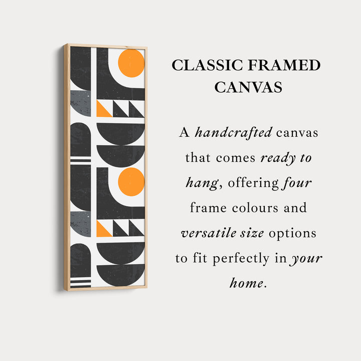 Modern Geometric Sun Vertical Framed Canvas Wall Art for Office or Studio