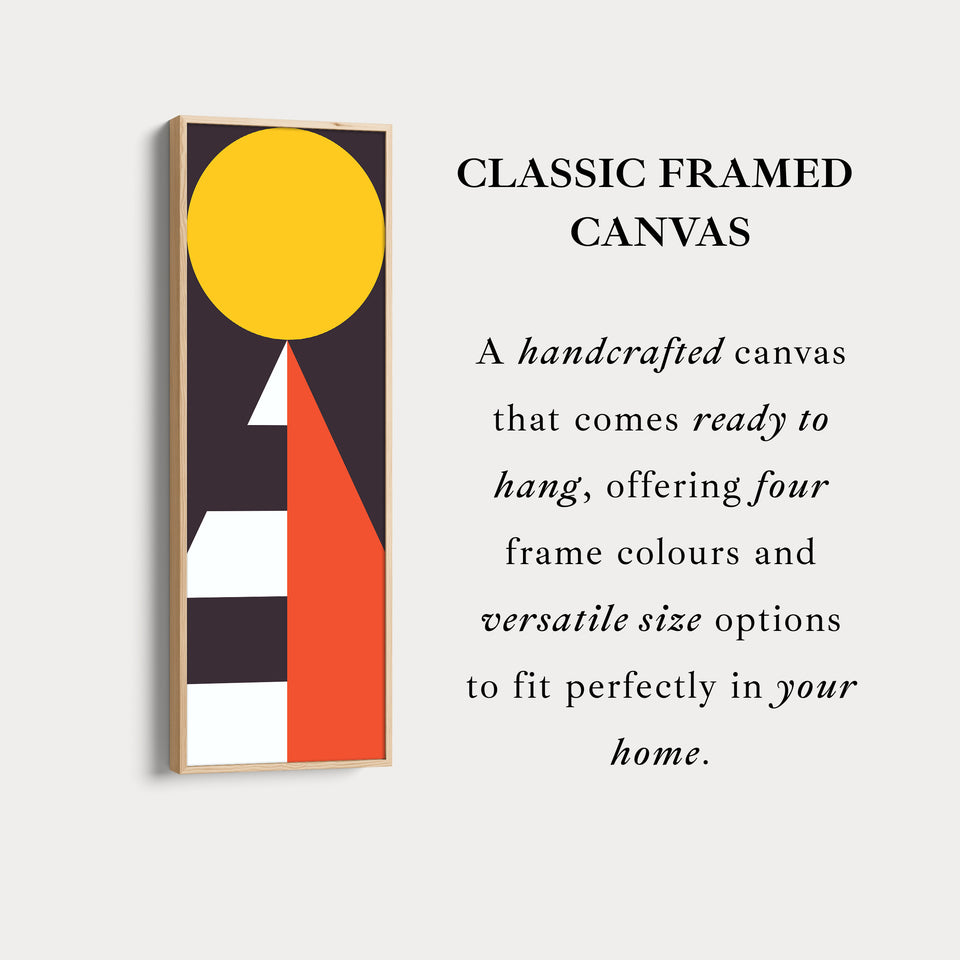 Modern Sun Geometry Vertical Framed Canvas Wall Art for Bedroom or Living Room
