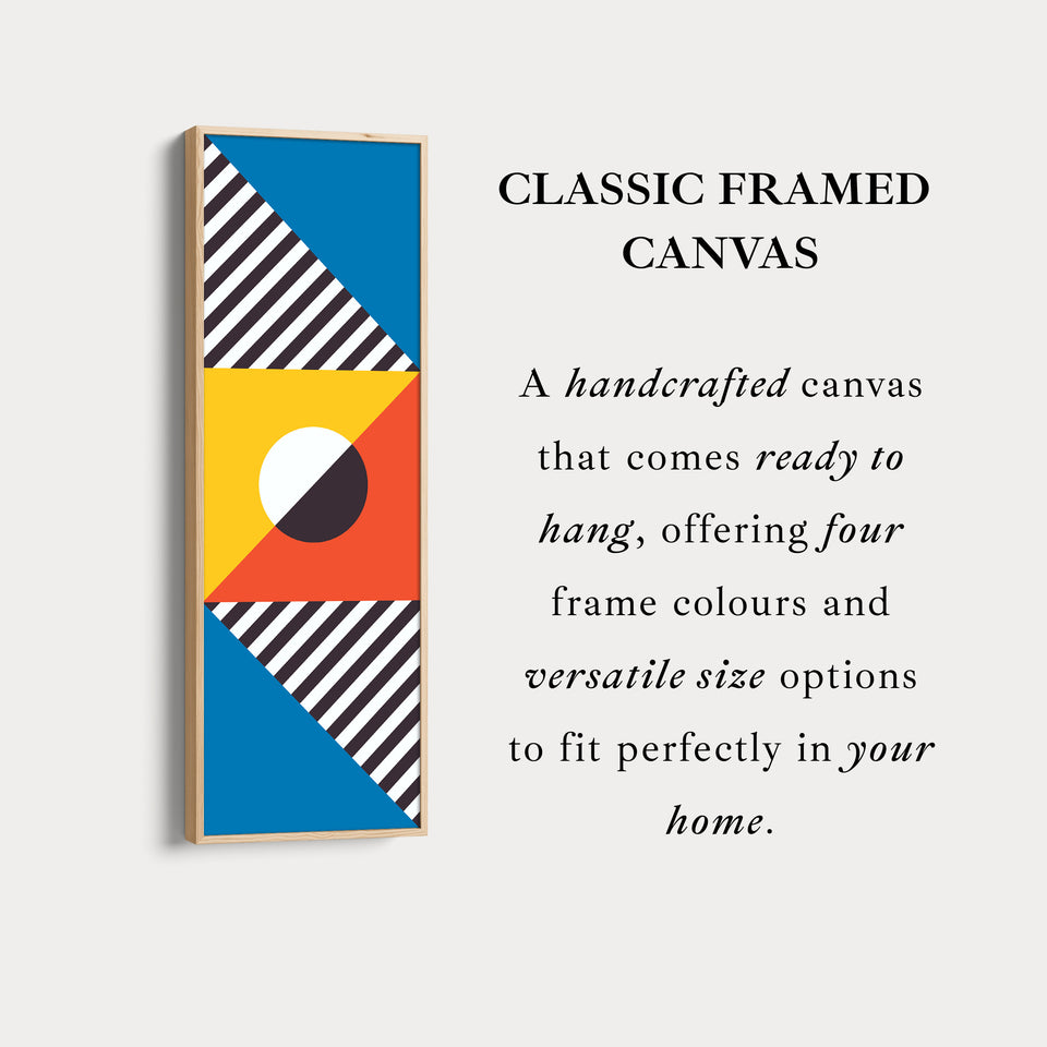 Bauhaus Stripes and Shapes Vertical Framed Canvas Wall Art for Living Room or Office