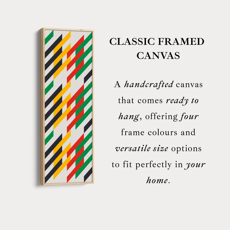 Modern Color Stripe Vertical Framed Canvas Wall Art for Living Room or Office